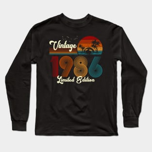 Vintage 1986 Shirt Limited Edition 34th Birthday Gift Long Sleeve T-Shirt